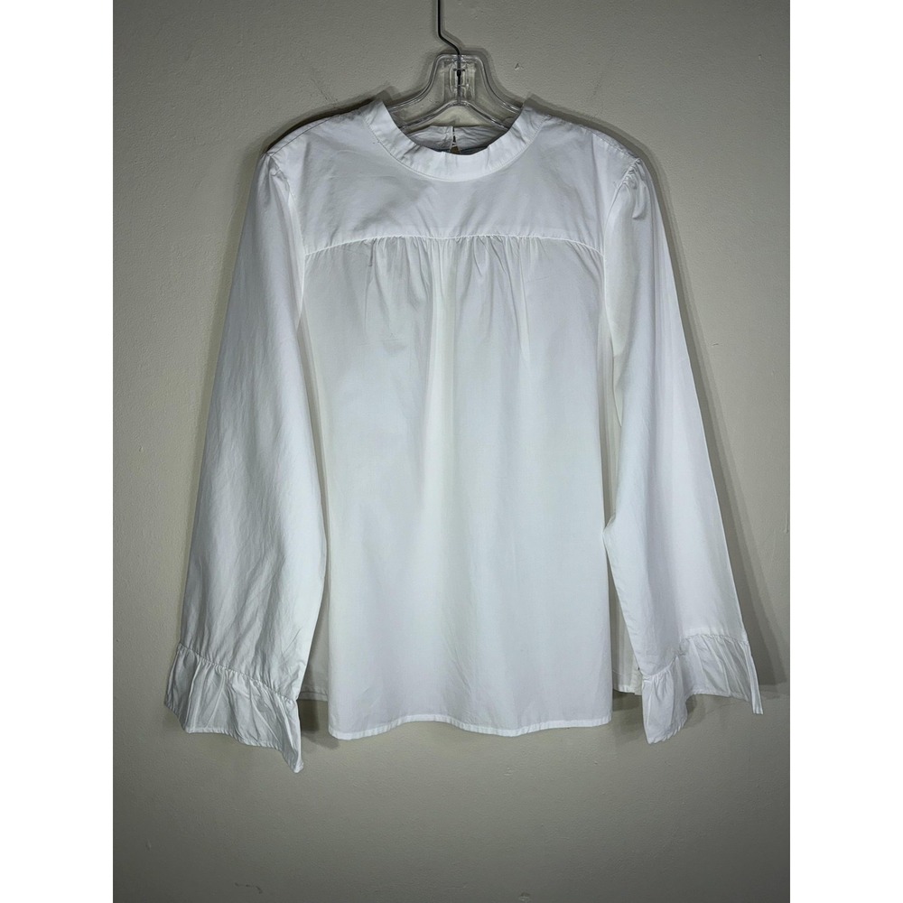 Maeve Anthropologie Blouse Womens 14 White Bell Sleeve Top NEW - Picture 2 of 15